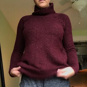 AE Burgundy Turtleneck Sweater w/ Braided Detail